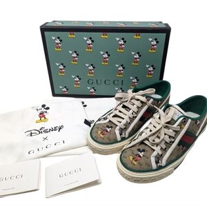 Gucci x Disney Mickey Mouse 1977 GG Sneakers Tennis Shoes Size EU 37.5 / 7.5 / 8